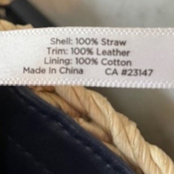 Talbots Straw Crossbody Bag Natural with Navy Leather Handles/Strap - Picture 9 of 16